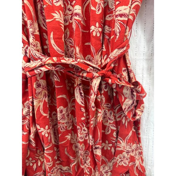 Beach Lunch Lounge Dress Sz M Orange Floral Boho Peasant Tasseled Casual 3/4Slv - Picture 4 of 14